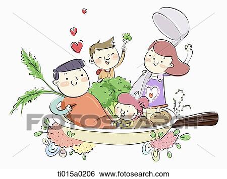 Family with delicious meal View Large Illustration Stock Illustration - Family with delicious meal . Fotosearch