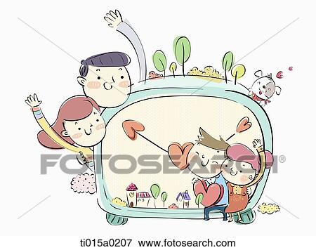 Family with love clock View Large Illustration Stock Illustration - Family with love clock . Fotosearch