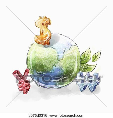 Foreign currency and globe View Large Illustration Stock Illustration - Foreign currency and globe . Fotosearch