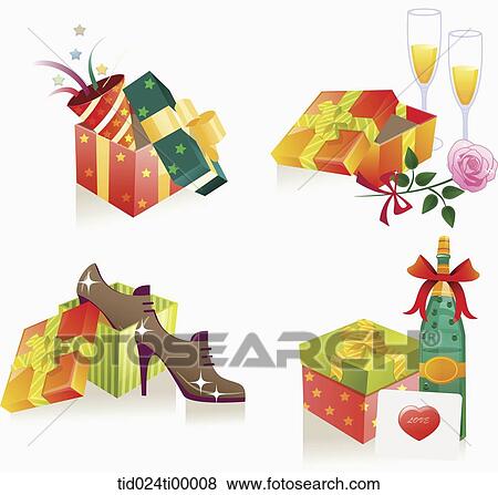 Gift and party decoration image View Large Illustration Stock Illustration - Gift and party decoration image. Fotosearch