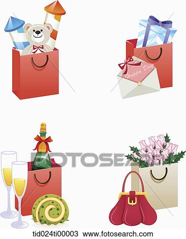 Gift in the bag image View Large Illustration Drawing - Gift in the bag image. Fotosearch