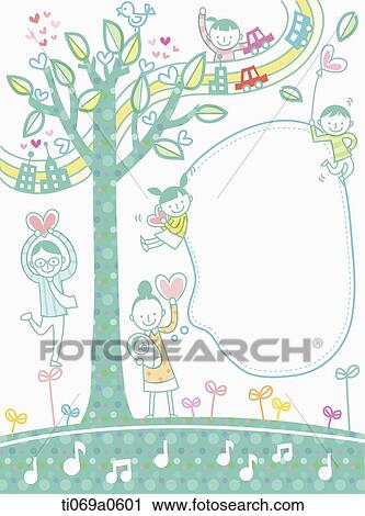 Happy family around the tree View Large Illustration Clip Art - Happy family around the tree . Fotosearch