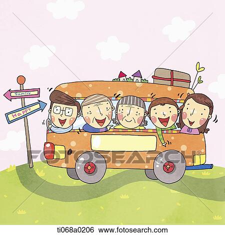 Happy family riding on the bus View Large Illustration Stock Illustration - Happy family riding on the bus. Fotosearch