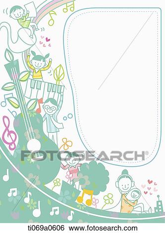 Happy family with musical instrument View Large Illustration Stock Illustration - Happy family with musical instrument . Fotosearch