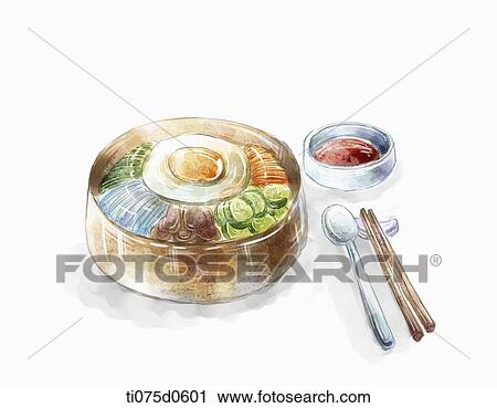 Korean Bibimbap View Large Illustration Clip Art - Korean Bibimbap. Fotosearch