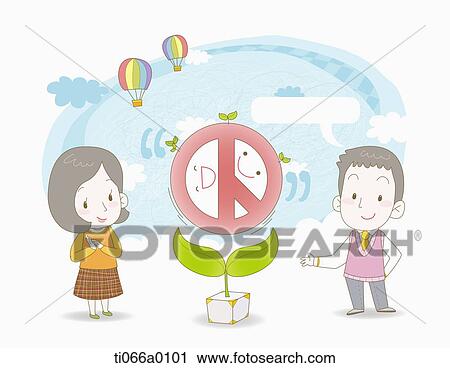 Clip Art - People and ballot stamp plant . Fotosearch