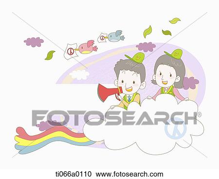 People encouraging election on the cloud View Large Illustration Clipart - People encouraging election on the cloud. Fotosearch