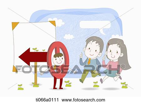 People following the direction of polling place View Large Illustration Clip Art - People following the direction of polling place . Fotosearch