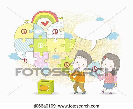People putting the voting puzzle together View Large Illustration Stock Illustration - People putting the voting puzzle together . Fotosearch