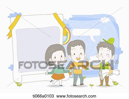 People with election poster View Large Illustration Drawing - People with election poster. Fotosearch