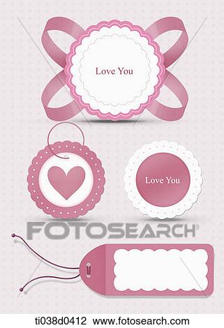 Pink colored 'Love you' tag View Large Illustration Drawing - Pink colored 'Love you' tag . Fotosearch