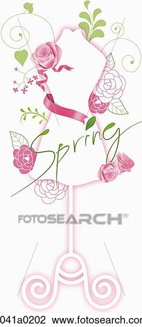 Drawing - Pink dress with 'Spring'. Fotosearch