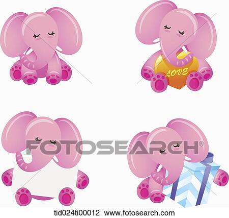 Drawing - Pink elephant image. Fotosearch