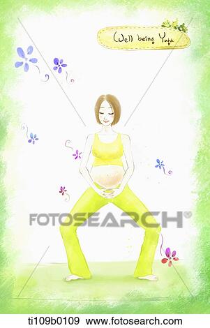 Stock Illustration - Pregnant woman doing yoga. Fotosearch