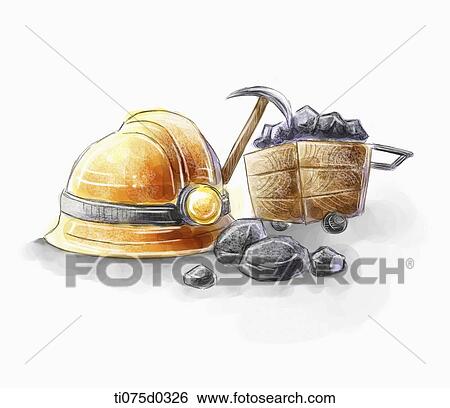 Safety helmet and mining equipment View Large Illustration Stock Illustration - Safety helmet and mining equipment. Fotosearch