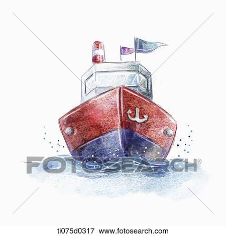 Stock Illustration - Sailing ship on the sea. Fotosearch