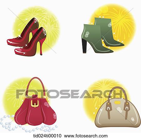 Clipart - Shoes and bag image. Fotosearch