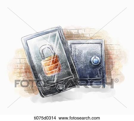 Smartphone and safe View Large Illustration Stock Illustration - Smartphone and safe . Fotosearch