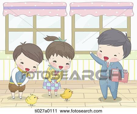 Clip Art - Student greeting to the teacher . Fotosearch