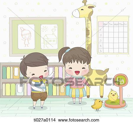 Stock Illustration - Student measuring the height . Fotosearch