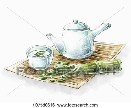 Stock Illustration - Tea table setting. Fotosearch