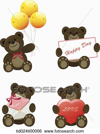 Stock Illustration - Teddy bear holding the card. Fotosearch