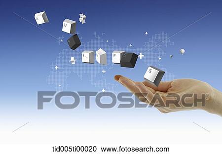 Clipart - The business button onto the hand. Fotosearch