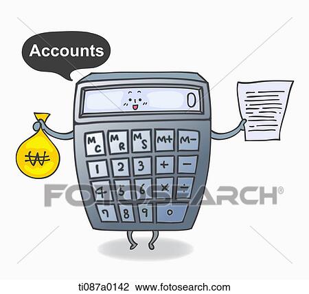 The calculator and document with 'Accounts' View Large Illustration Drawing - The calculator and document with 'Accounts'. Fotosearch