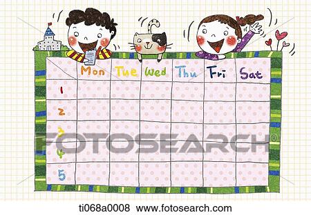 The children with time table View Large Illustration Stock Illustration - The children with time table. Fotosearch