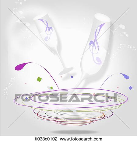Drawing - The colorful circle and note in the wine glass. Fotosearch