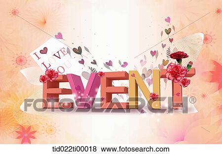 The colorful 'EVENT' with carnation flower background View Large Illustration Stock Illustration - The colorful 'EVENT' with carnation flower background. Fotosearch