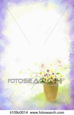 The colorful flower pot with purple background View Large Illustration Stock Illustration - The colorful flower pot with purple background. Fotosearch