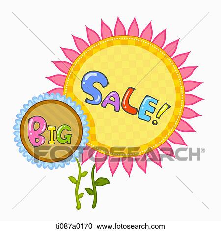The flower shaped Big sale notice View Large Illustration Clipart - The flower shaped Big sale notice. Fotosearch