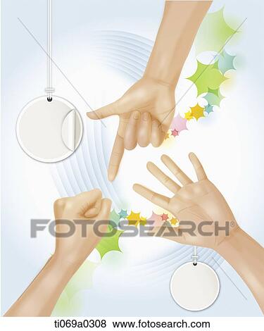The hand doing rock-paper-scissors with speech bubble View Large Illustration Stock Illustration - The hand doing rock-paper-scissors with speech bubble. Fotosearch