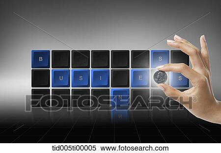 The hand holding the coin and the business button View Large Illustration Stock Illustration - The hand holding the coin and the business button. Fotosearch