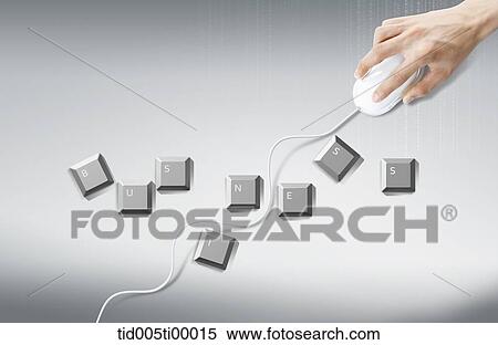 The hand holding the mouse and the business button View Large Illustration Stock Illustration - The hand holding the mouse and the business button . Fotosearch