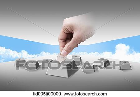 The hand putting the coin into the business button View Large Illustration Stock Illustration - The hand putting the coin into the business button. Fotosearch