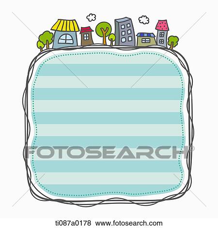 Stock Illustration - The house and blue colored notice. Fotosearch