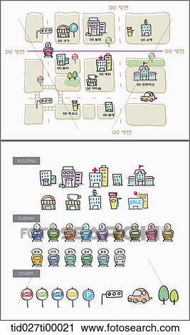 The image of location map and icon View Large Illustration Clip Art - The image of location map and icon . Fotosearch