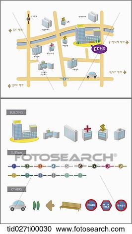 The image of location map and icon View Large Illustration Clipart - The image of location map and icon . Fotosearch