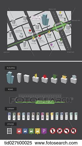 The image of location map and icon View Large Illustration Stock Illustration - The image of location map and icon . Fotosearch