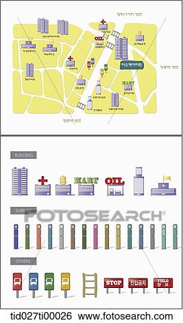 The image of location map and icon View Large Illustration Stock Illustration - The image of location map and icon . Fotosearch