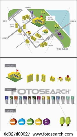 The image of location map and icon View Large Illustration Stock Illustration - The image of location map and icon . Fotosearch
