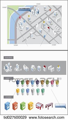 Stock Illustration - The image of location map and icon . Fotosearch