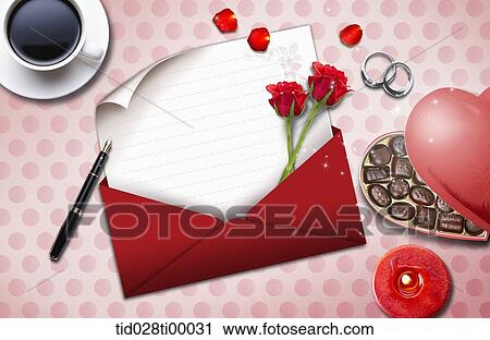 The love letter with chocolate and coffee View Large Illustration Clip Art - The love letter with chocolate and coffee. Fotosearch