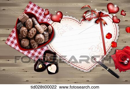 Drawing - The love letter with chocolate. Fotosearch