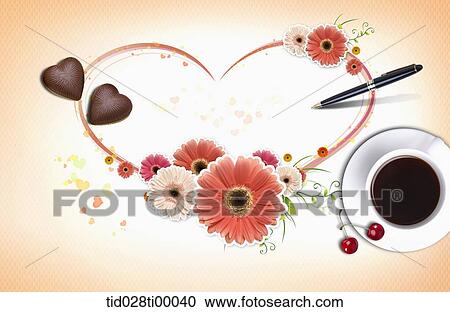 The love letter with coffee and chocolate View Large Illustration Clipart - The love letter with coffee and chocolate. Fotosearch