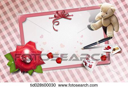The love letter with flower and teddy bear View Large Illustration Clipart - The love letter with flower and teddy bear. Fotosearch