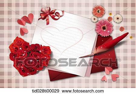 Stock Illustration - The love letter with flower. Fotosearch