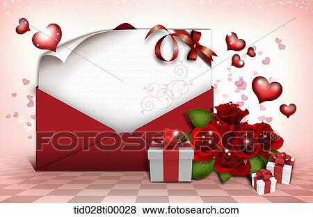 The love letter with gift and flower View Large Illustration Stock Illustration - The love letter with gift and flower. Fotosearch